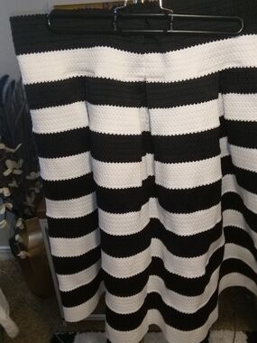 New York & Company Black and White Striped Circle Skirt